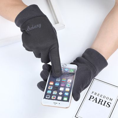 Bohang suede polar fleece touch screen winter gloves men's warm riding driving outdoor plus fleece gloves custom LOGO thumbnail