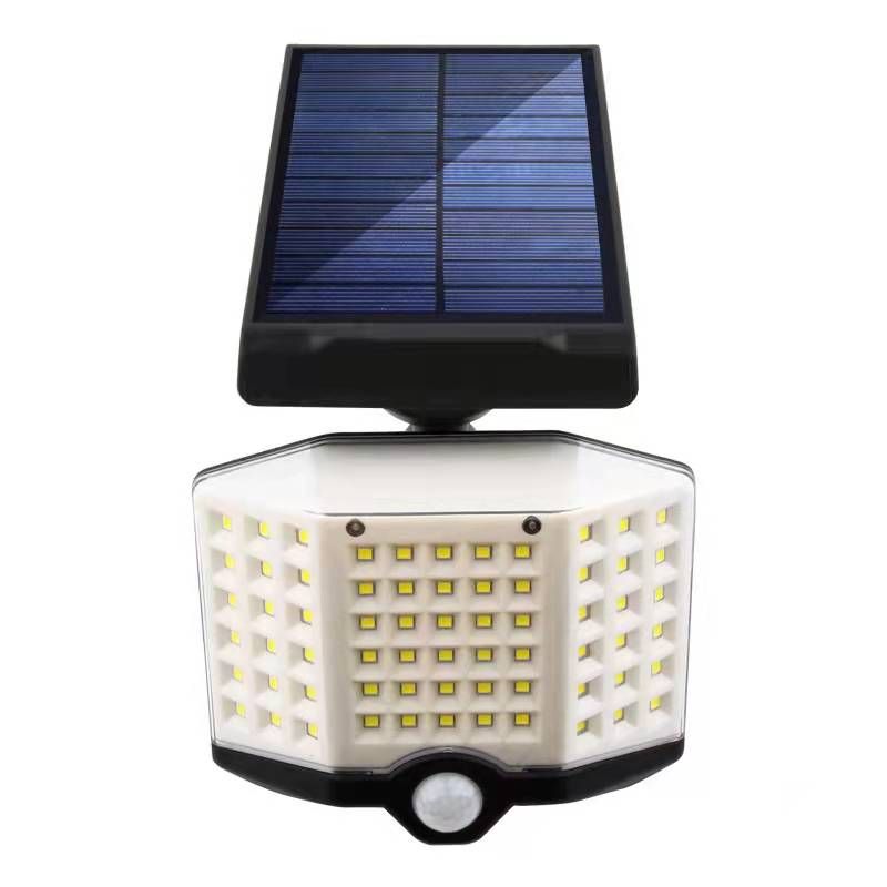 Cross-border solar 66LED wall lamp, human body sensor lamp, integrated courtyard, fence and garden lighting small street lamp Item Picture