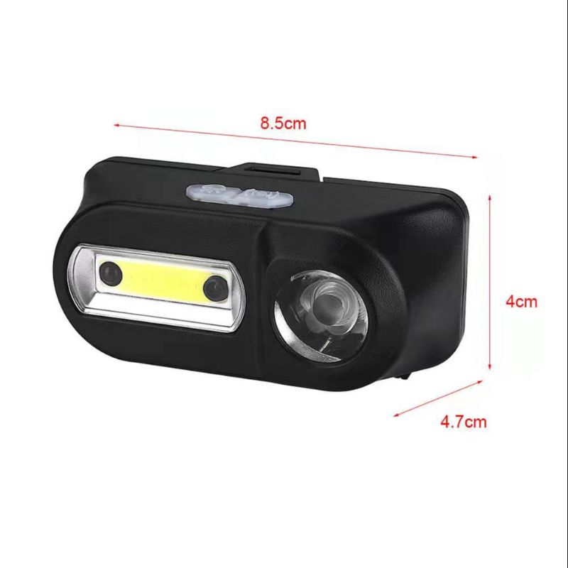 High-intensity LED sensor headlamp, dual light source, USB charging, outdoor camping lamp, mini plastic headlamp pic 3