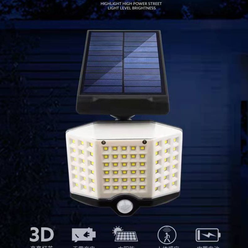 Cross-border solar 66LED wall lamp, human body sensor lamp, integrated courtyard, fence and garden lighting small street lamp pic 5