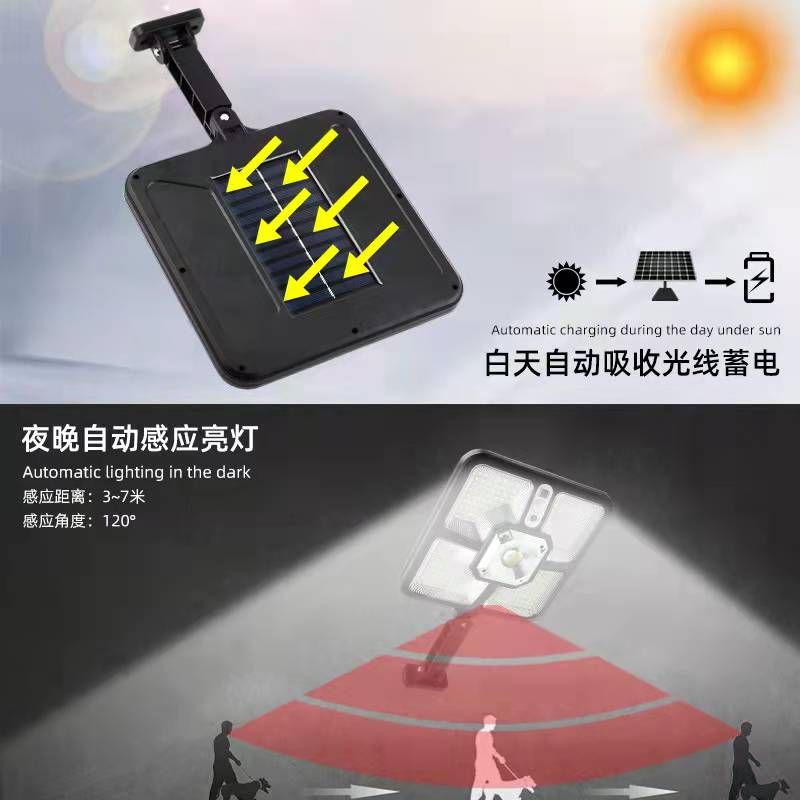 The new high-brightness solar street lamp, outdoor LED human-sensing wall lamp and remote-controlled courtyard fence lamp can be used details Picture