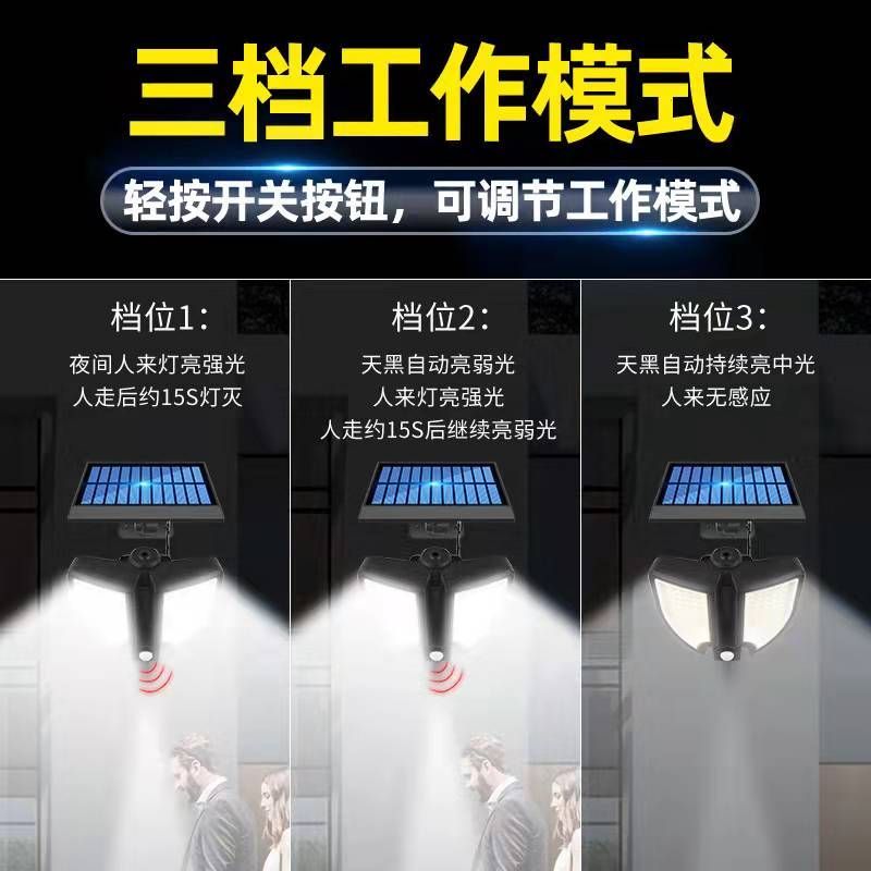 Outdoor solar 90LED split-type sensor wall lamp, small street lamp for courtyard, home, corridor and road lighting Specification image
