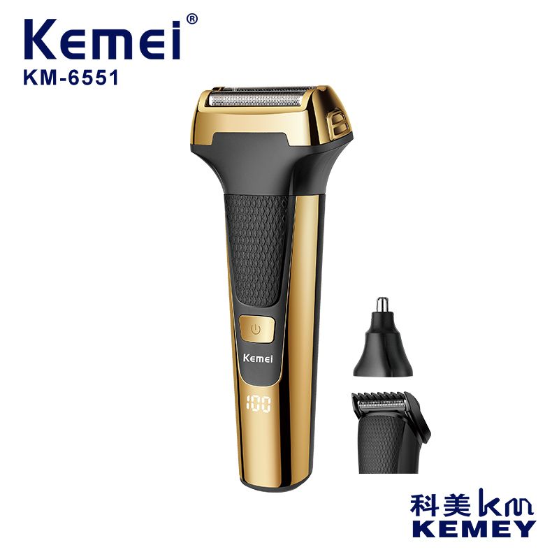 跨境厂家直供剃须刀 科美KM-6551 三合一多功能家用往复式剃须刀