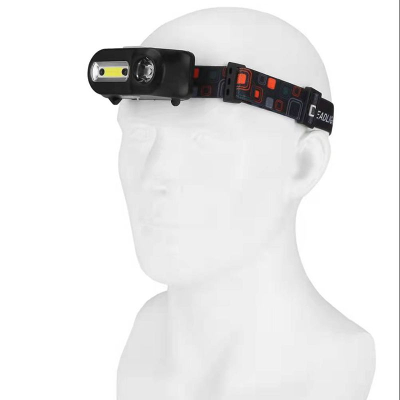 High-intensity LED sensor headlamp, dual light source, USB charging, outdoor camping lamp, mini plastic headlamp pic 4