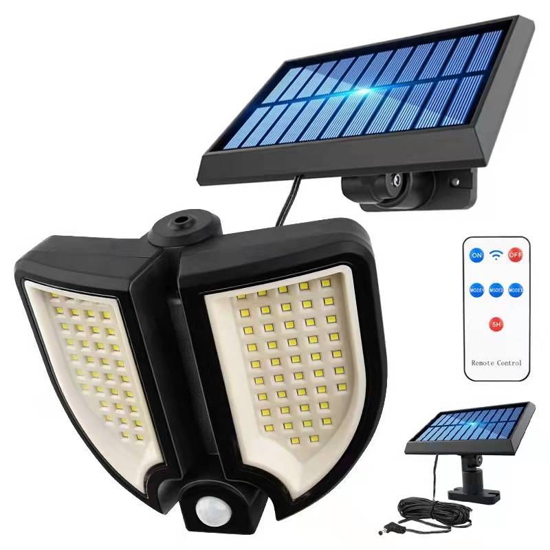 Outdoor solar 90LED split-type sensor wall lamp, small street lamp for courtyard, home, corridor and road lighting