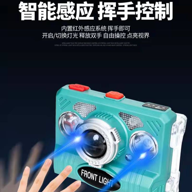 New LED strong light head lamp, mini multi-functional fishing lamp, hand-waving smart sensor lamp, head-mounted flashlight pic 6