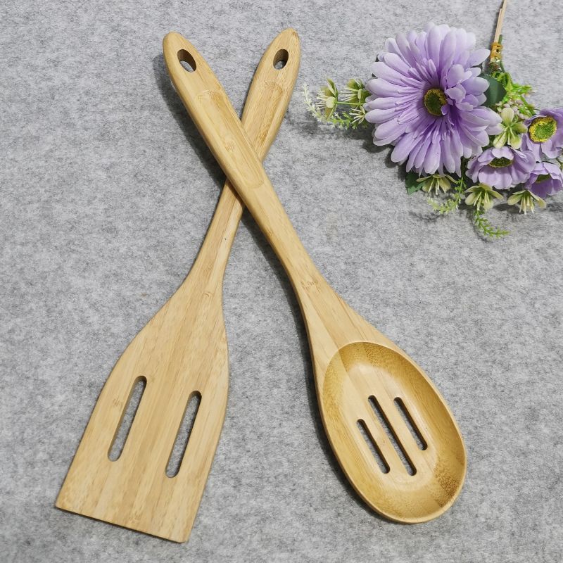 Jiehao Bamboo and Wood Kitchen Special Round Head Three-compartment Spatula Set for household Non-stick pans details Picture