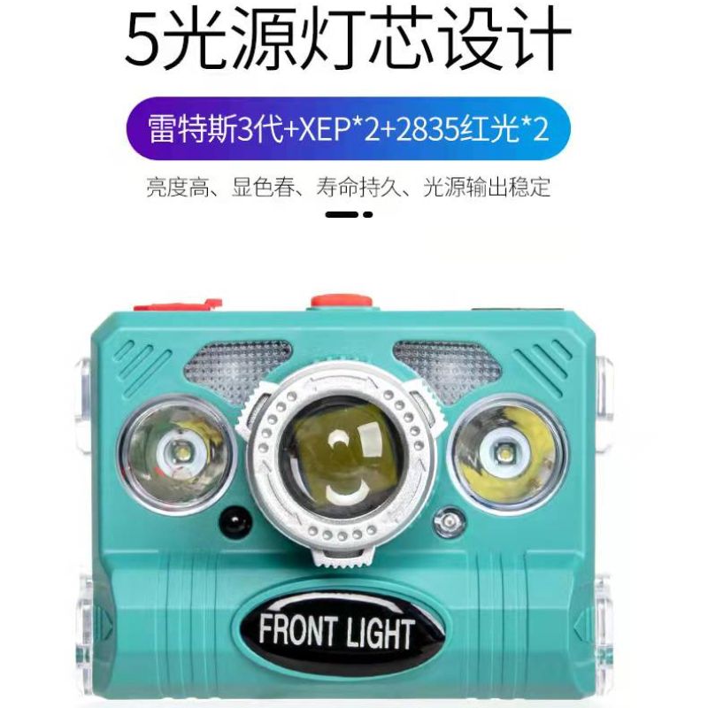 New LED strong light head lamp, mini multi-functional fishing lamp, hand-waving smart sensor lamp, head-mounted flashlight pic 5