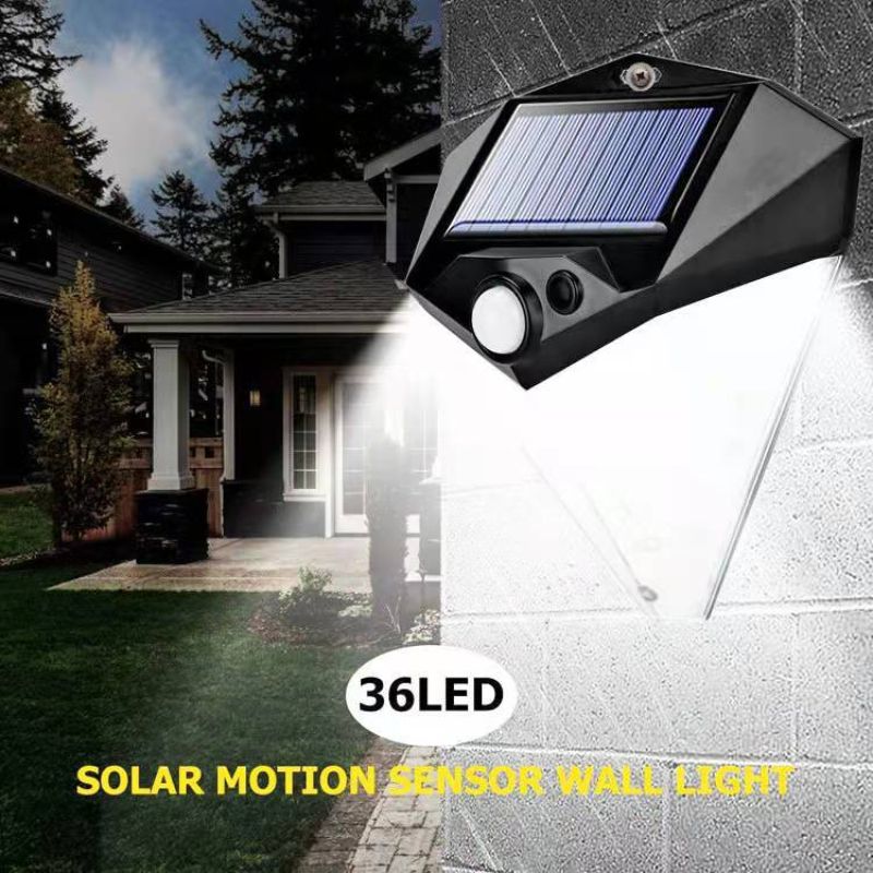 36LED solar sensor light, diamond human body intelligent sensor outdoor waterproof lighting, courtyard wall lamp street lamp Item Picture