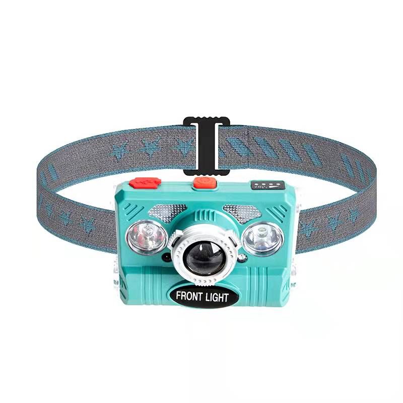New LED strong light head lamp, mini multi-functional fishing lamp, hand-waving smart sensor lamp, head-mounted flashlight Item Picture