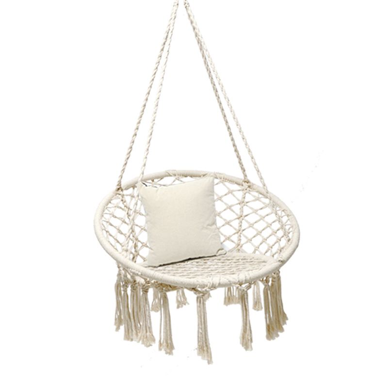 Nordic style indoor cotton rope woven hanging basket tassel swing outdoor bird's nest hanging chair thumbnail