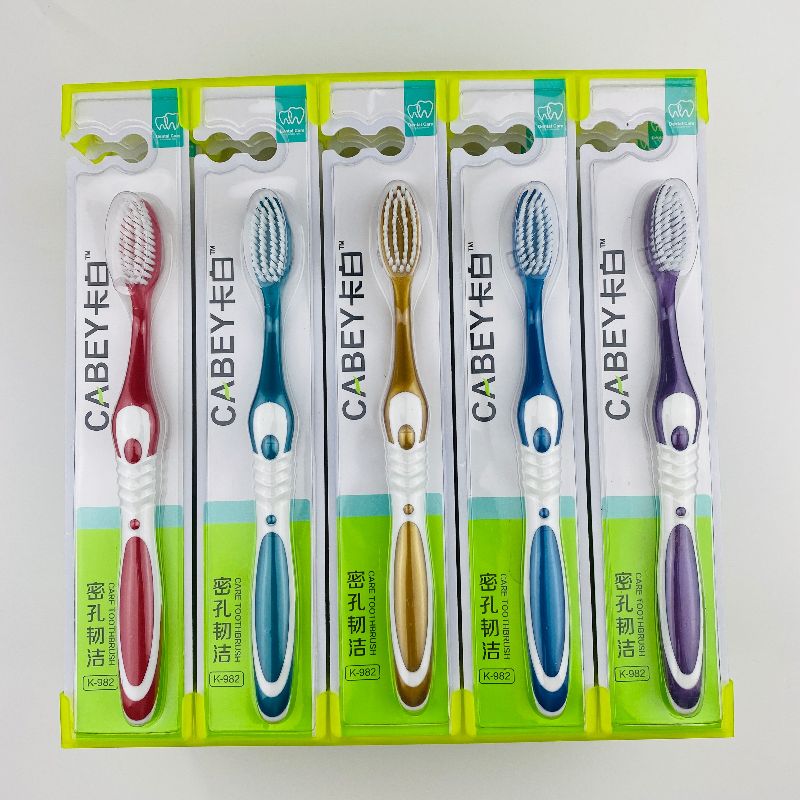 卡白982羽绒柔护成人软毛牙刷防滑软胶手柄牙刷批发图