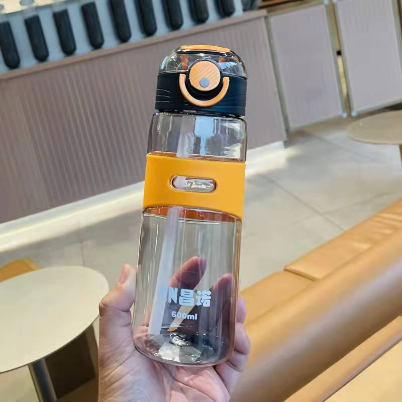 Plastic straw cup for girls, creative water cup with high appearance level, portable and cute cup for girls, simple, transparent and durable Specification drawing