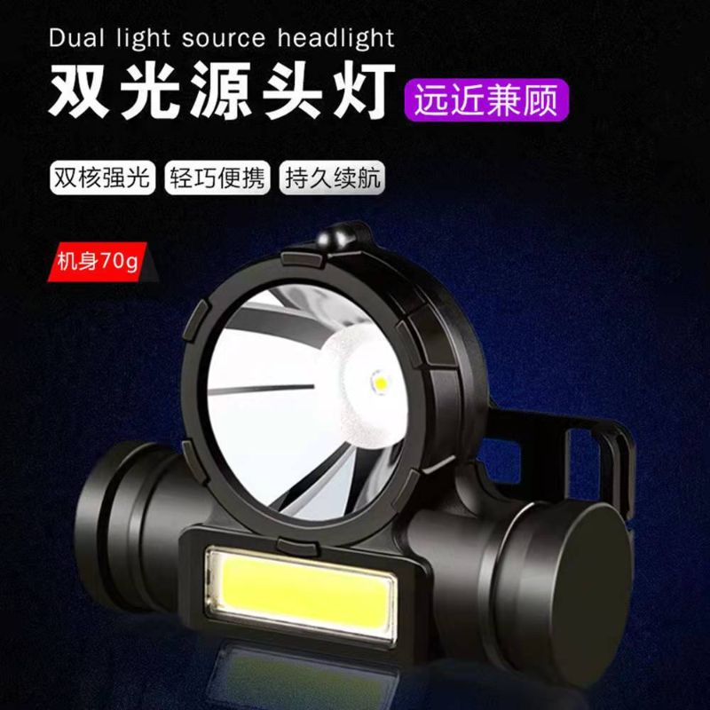 Dual-source strong headlight, USB charging, COB ultra-bright long-range LED, outdoor camping, night fishing head-mounted flashlight Application Scenario