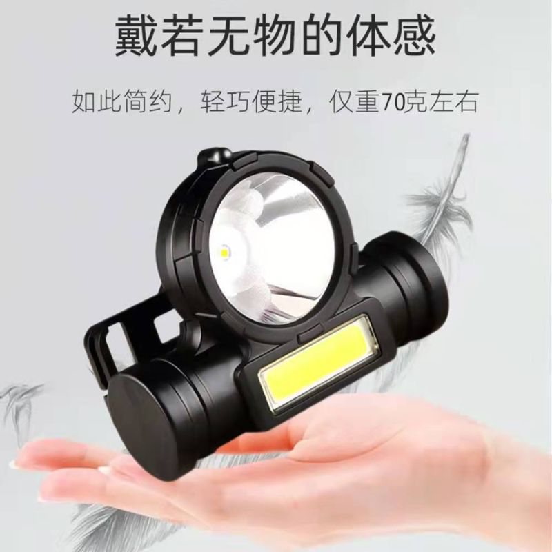 Dual-source strong headlight, USB charging, COB ultra-bright long-range LED, outdoor camping, night fishing head-mounted flashlight Item Picture