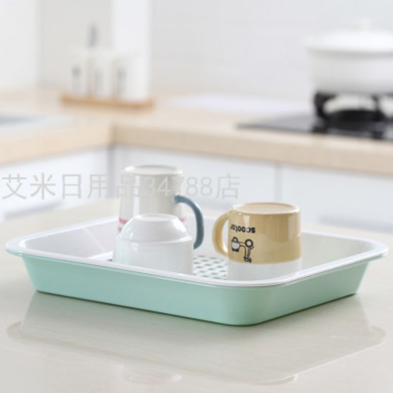 双层沥水水果盘茶盘 洗菜茶具沥水果盘 长方形塑料沥水果盘382