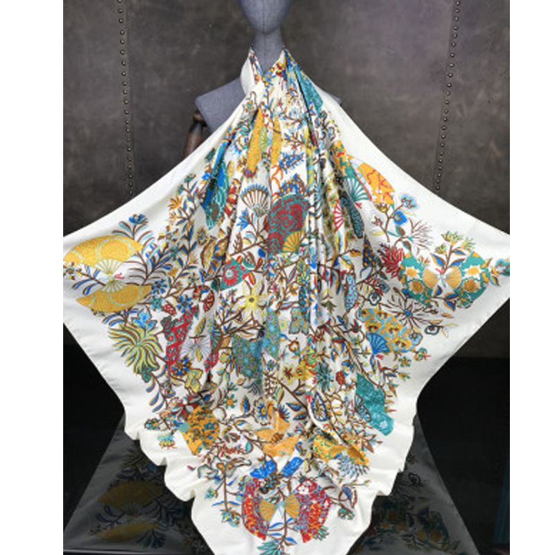 New twill large square scarf lady silk scarf outdoor temperament sunscreen thin versatile air conditioning shawl scarf thumbnail