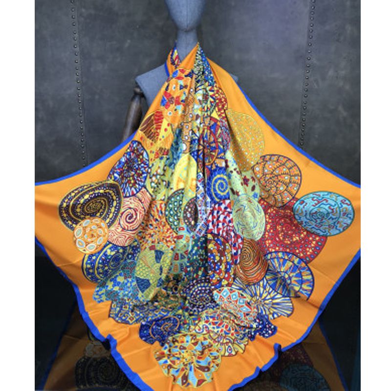 New twill large square scarf lady silk scarf outdoor temperament sunscreen thin versatile air conditioning shawl scarf 003 thumbnail