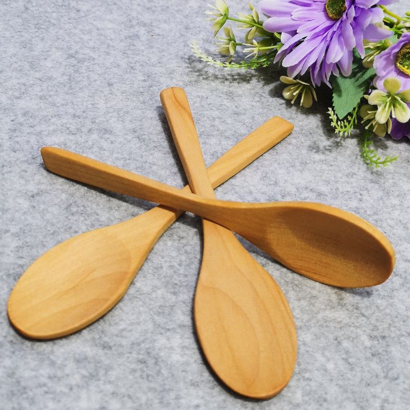 Jiehao bamboo and wood natural wood color Japanese-style small pointed spoons, coffee spoons and dessert spoons Specification image