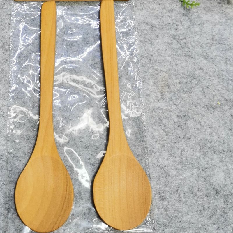 Jiehao bamboo and wood Japanese dessert round spoon, natural wood color baby rice spoon, honey spoon Specification image