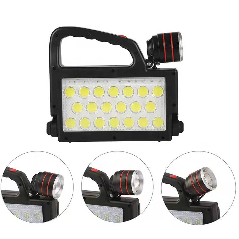 The new cross-border charging work light, solar-powered charging, can output high-power COB searchlight P50 portable light Specification image