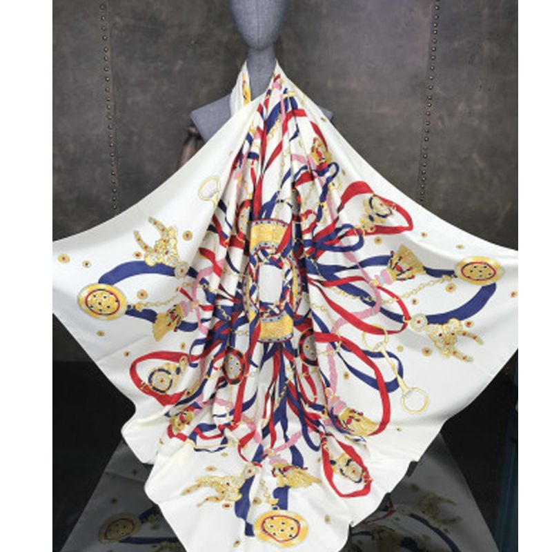 New twill large square scarf lady silk scarf outdoor temperament sunscreen thin versatile air conditioning shawl scarf 004 thumbnail
