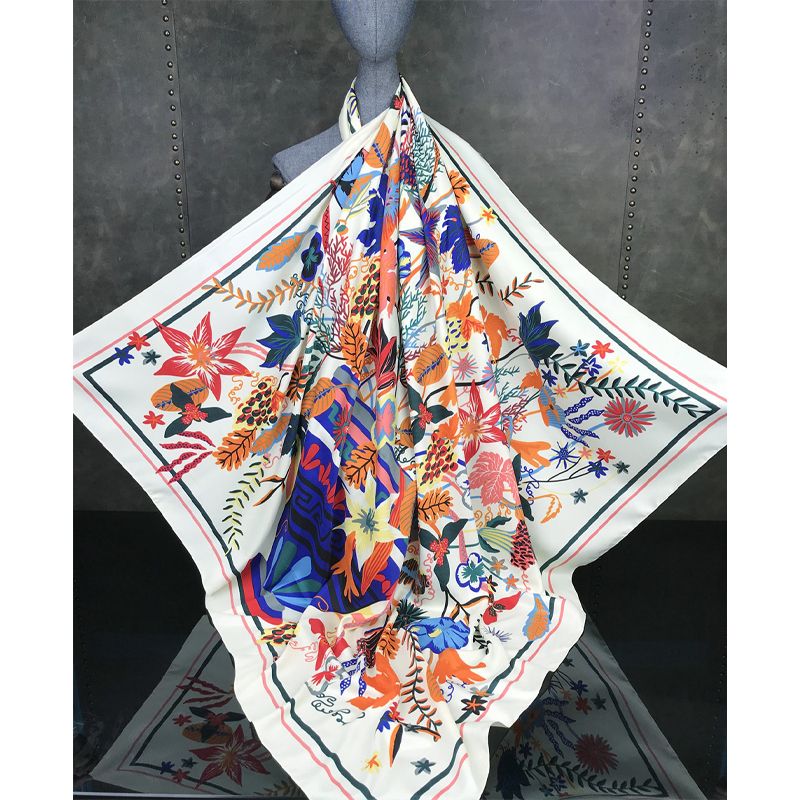 Large Kerchief Women's Silk Scarf Outing Temperament Sun Protection Thin Versatile Air Conditioning Shawl Scarf thumbnail