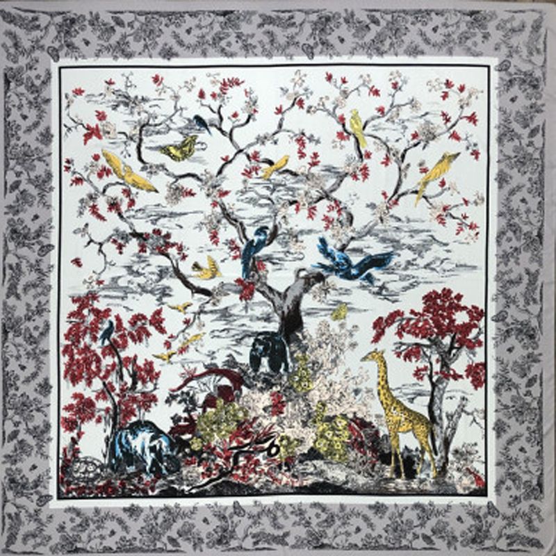 New twill large square scarf lady silk scarf outdoor temperament sunscreen thin versatile air conditioning shawl scarf 002 thumbnail