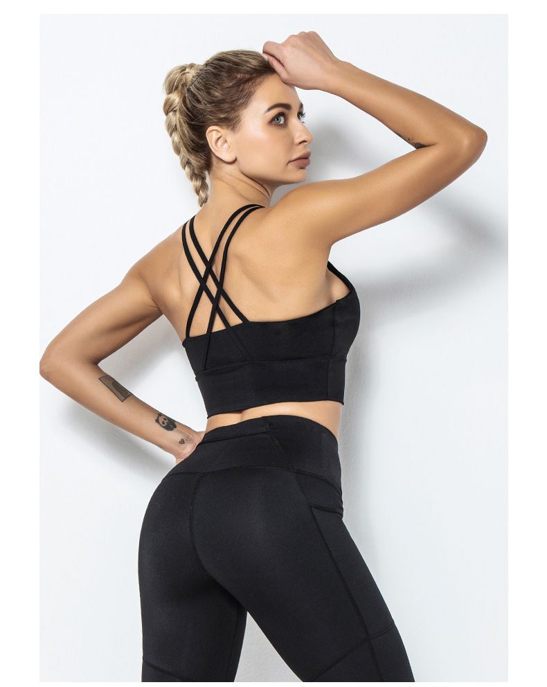 欧美跨境瑜伽内衣女 交叉吊带美背运动背心 跑步健身速干性感文胸详情4