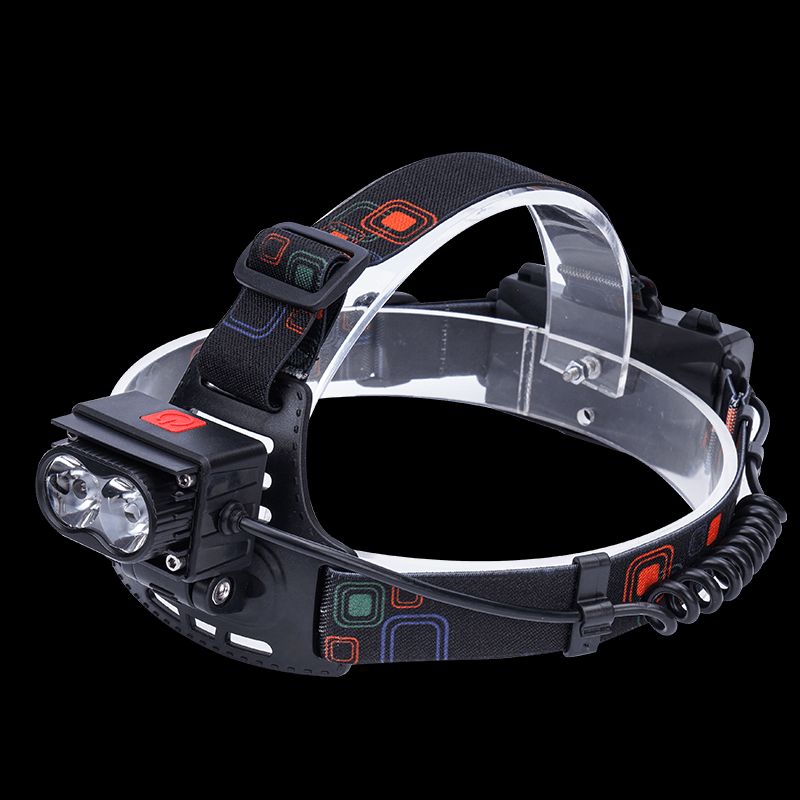 Cross-border new 2T6 white and yellow dual-source strong headlamp, outdoor ultra-bright LED headlamp, charging head-mounted flashlight details Picture