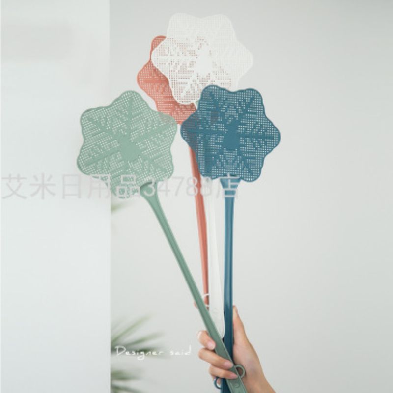 2005家用夏季塑料苍蝇拍灭蚊拍耐用网面长柄手动雪花蝇子拍蚊子拍ML