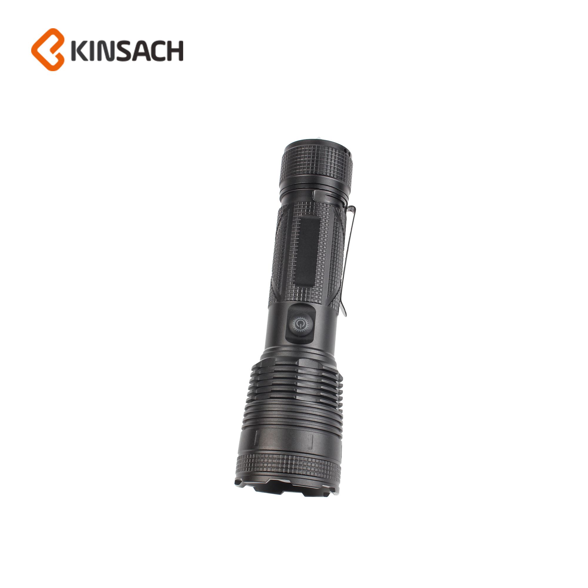 Highlight P90 long range outdoor flashlight tail safety hammer design flashlight