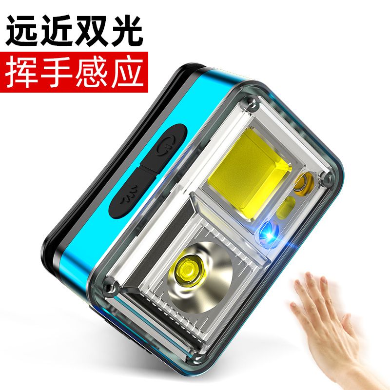 Multi-functional LED sensor headlamp, strong COB red light charging, bicycle lamp, fishing, night fishing, outdoor cycling headlamp details Picture