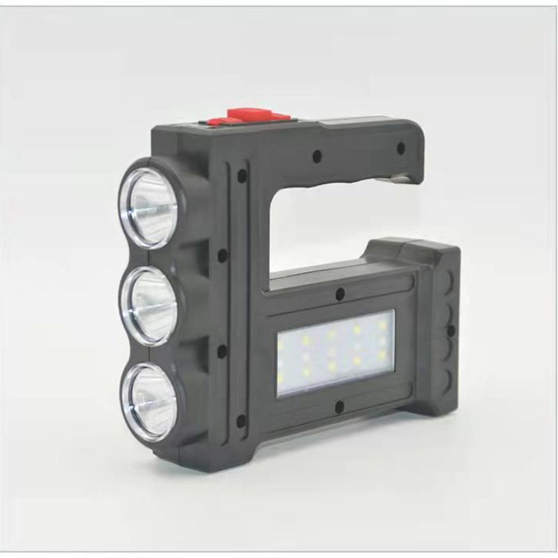 New LED portable light, multi-functional USB charging long-range searchlight, battery level display, red light warning flashlight