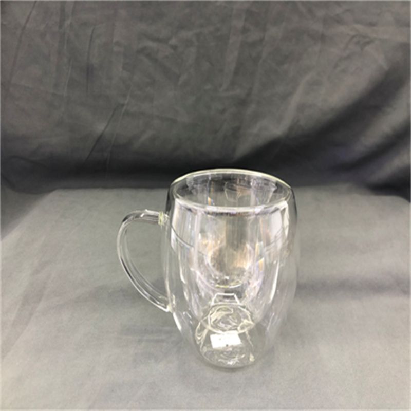Double-layer tea cup, handcrafted cup, handle cup, heat-resistant glass transparent tea cup AC- Zwilling cup/small