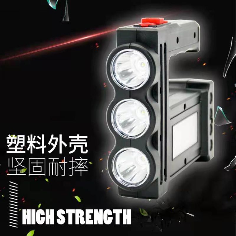 New LED portable light, multi-functional USB charging long-range searchlight, battery level display, red light warning flashlight pic 7