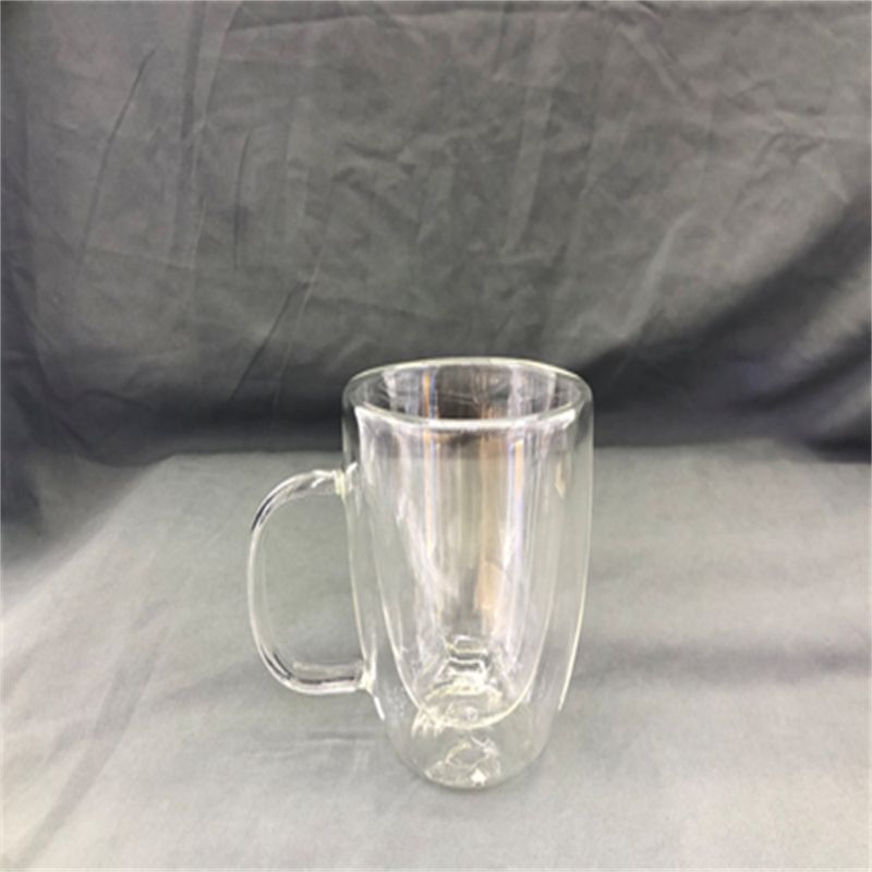 双层茶杯 手工杯   耐热玻璃透明茶杯AC-59把杯图