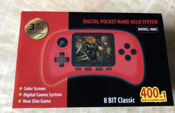 9801 Gamepad Style Color Screen Machine Built-In 400 Games With Blue, Red And Black Three Colors Puzzle Class