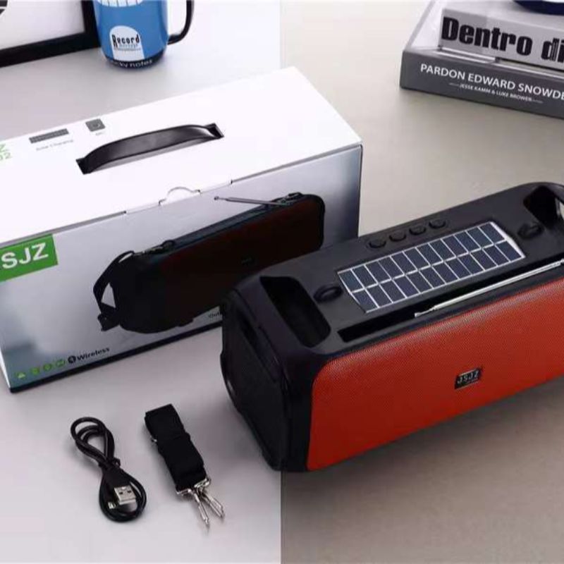 	JZ002新款太阳能充电手电筒蓝牙音响收音机麦克风孔户外非洲爆款蓝牙音箱