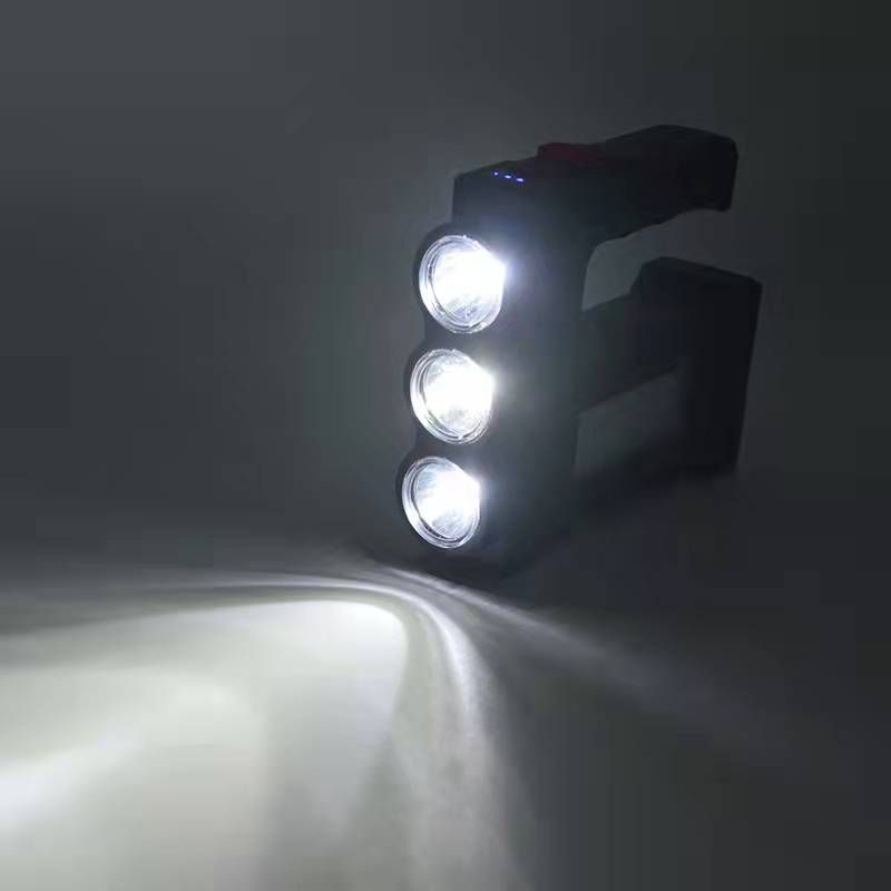 New LED portable light, multi-functional USB charging long-range searchlight, battery level display, red light warning flashlight pic 4