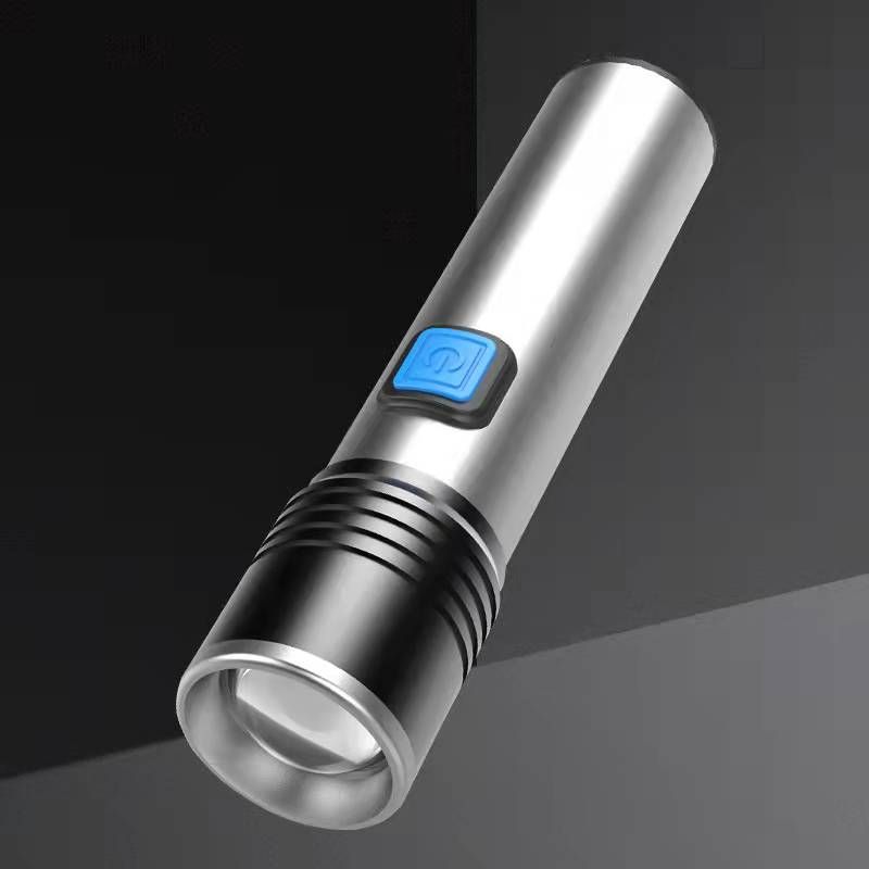 Multi-functional USB charging zoom mini flashlight, LED camping strong light mini aluminum alloy outdoor super bright lighting lamp