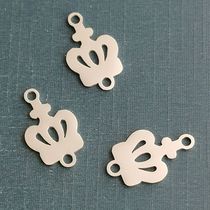 Fashion Crown stainless steel jewelry Pendant accessories Double-sided fully polished double-hole stainless steel jewelry connection piece