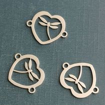European and American heart dragonfly stainless steel jewelry Pendant accessories Double hole double polished stainless steel