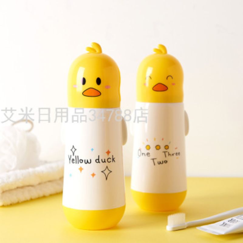 8139 Creative cute Yellow duck dental kit box Outdoor student washing cup child dental kit storage box
