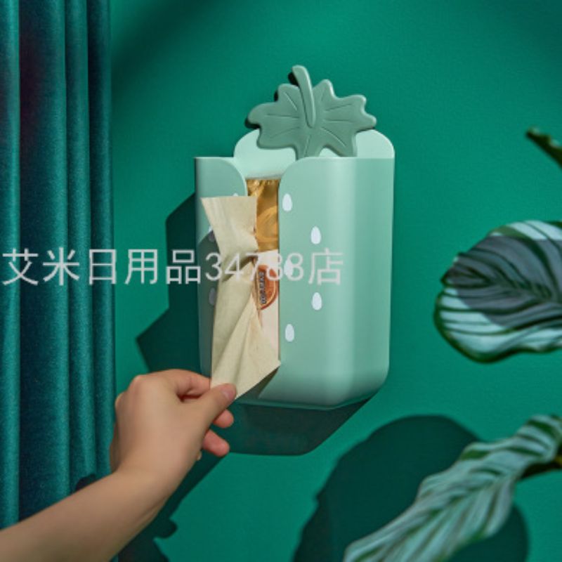 9008可爱草莓免打孔壁挂抽纸盒卫生间洗脸巾收纳盒无痕粘贴家用