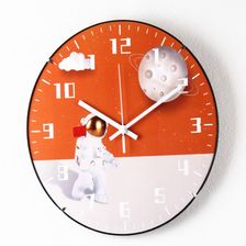 儿童挂钟客厅时尚创意时钟家用儿童房卧室卡通太空装饰墙静音钟表
