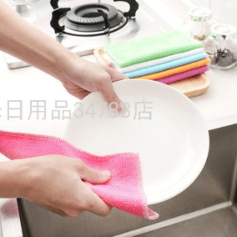 洗碗巾 双层不沾油竹纤维洗碗巾 清洁厨房抹布 洗碗布详情图3