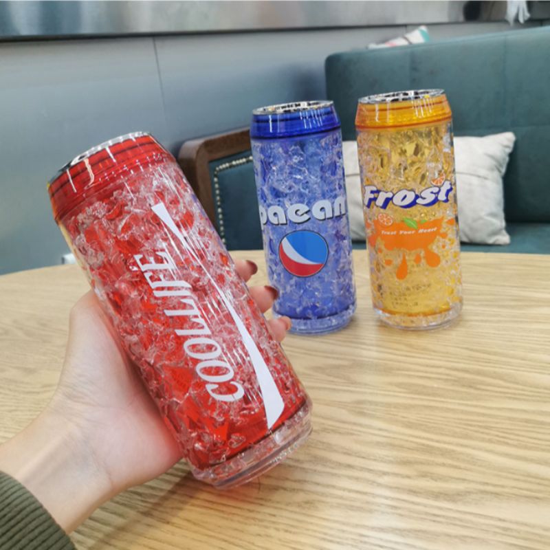 New net red drink ice cup double-layer refrigeration iced straw cup 350ml foreign trade
