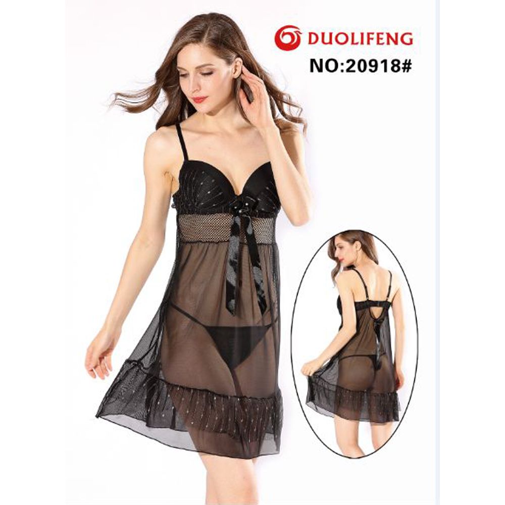 Sexy Transparent Black Dress 20918#