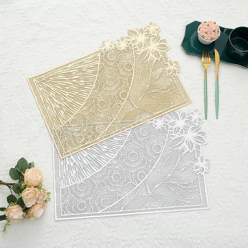 Cross-border Nordic style PVC rectangular hollow western placemat cup mat cup mat hotel table non-slip heat insulation mat wholesale coffee cup table mat thumbnail